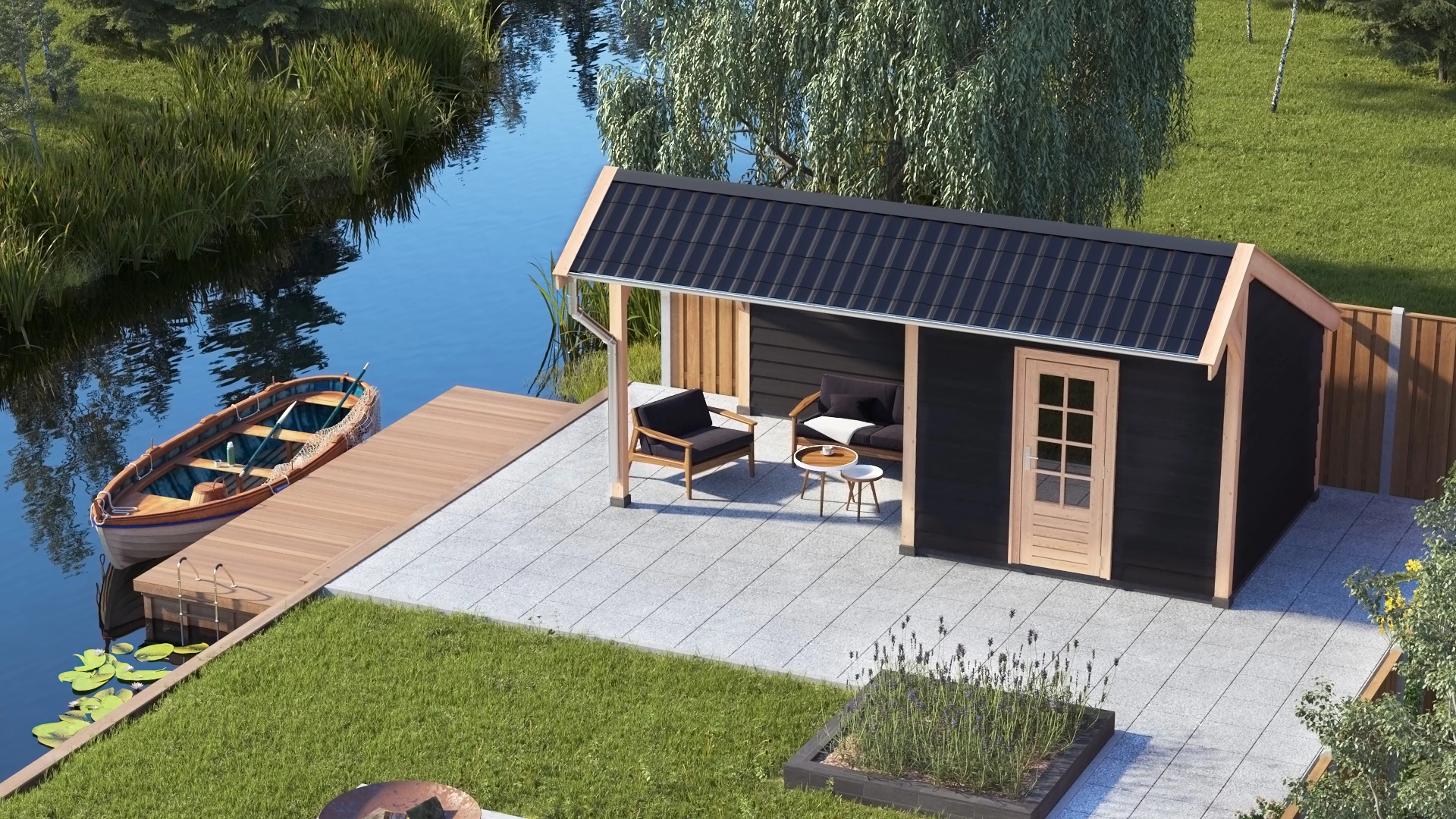 Douglas DIY kapschuur, 600 x 300, met schuur en achterwand, Westwood - Afbeelding 4